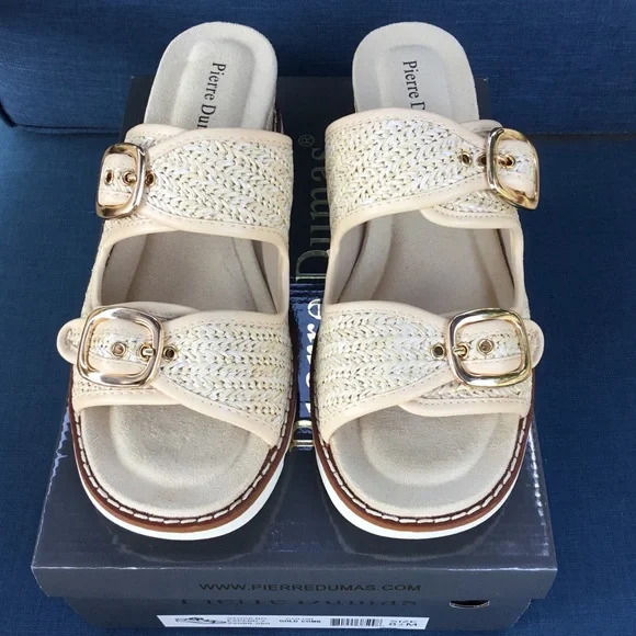 Pierre Dumas Women's Double Buckle Sandals NIB - Picture 3 of 7